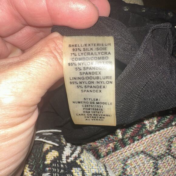 Alice + Olivia Pixie Gold Sequined Black Silk Top Zip Back XS - Picture 9 of 11